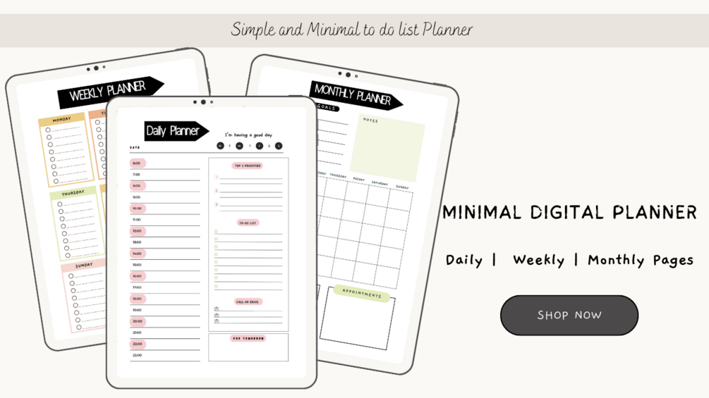 Daily Weekly Monthly Planner | Minimal to do list | A4 and Letter Size
