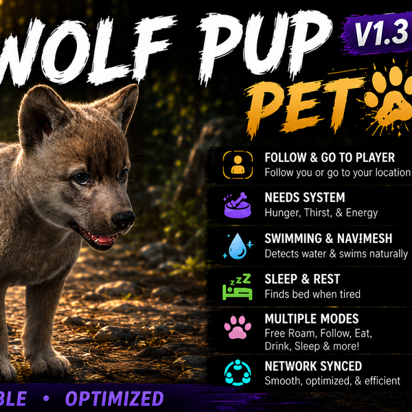VRChat Gray Wolf Pup Pet World Asset preview