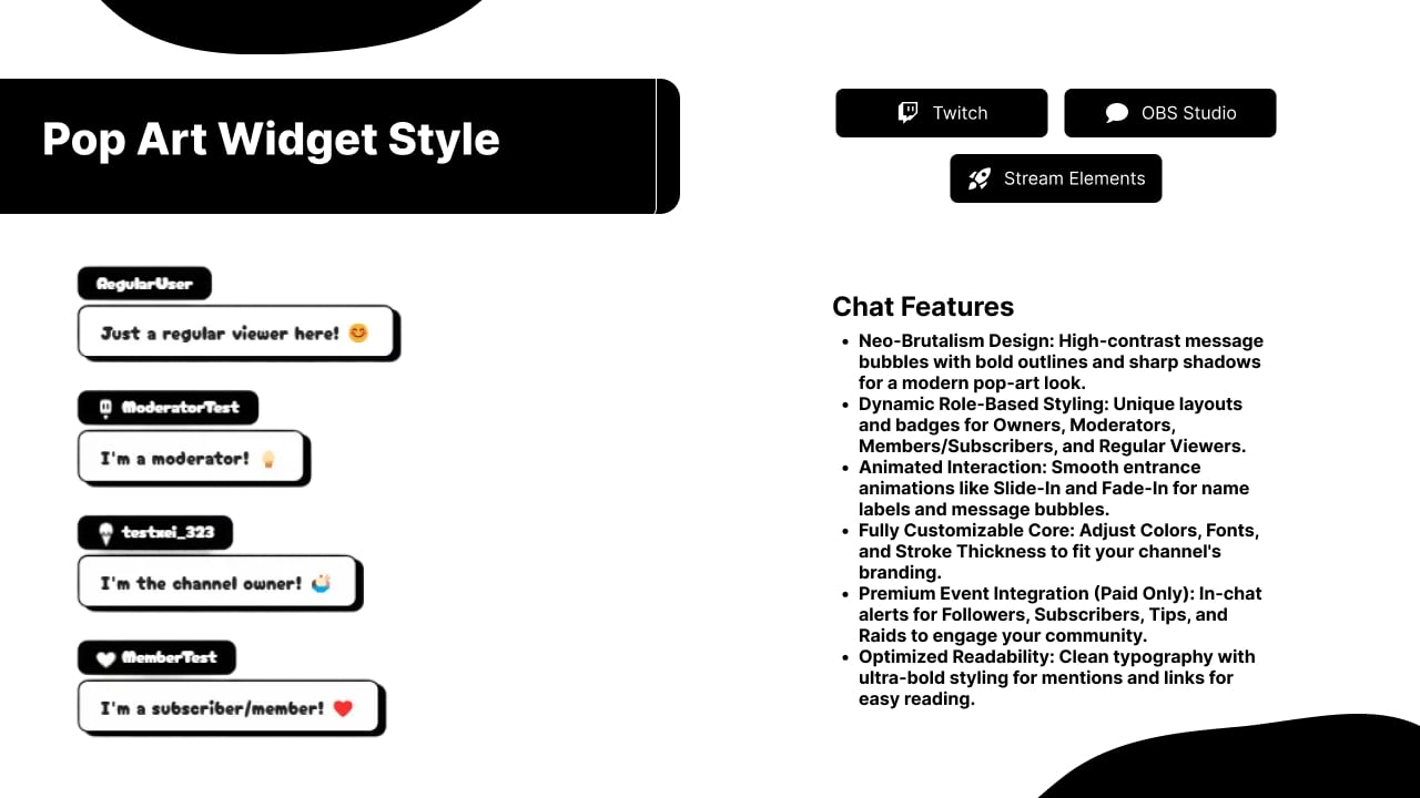 Pop Art Twitch Chat Widget Style preview