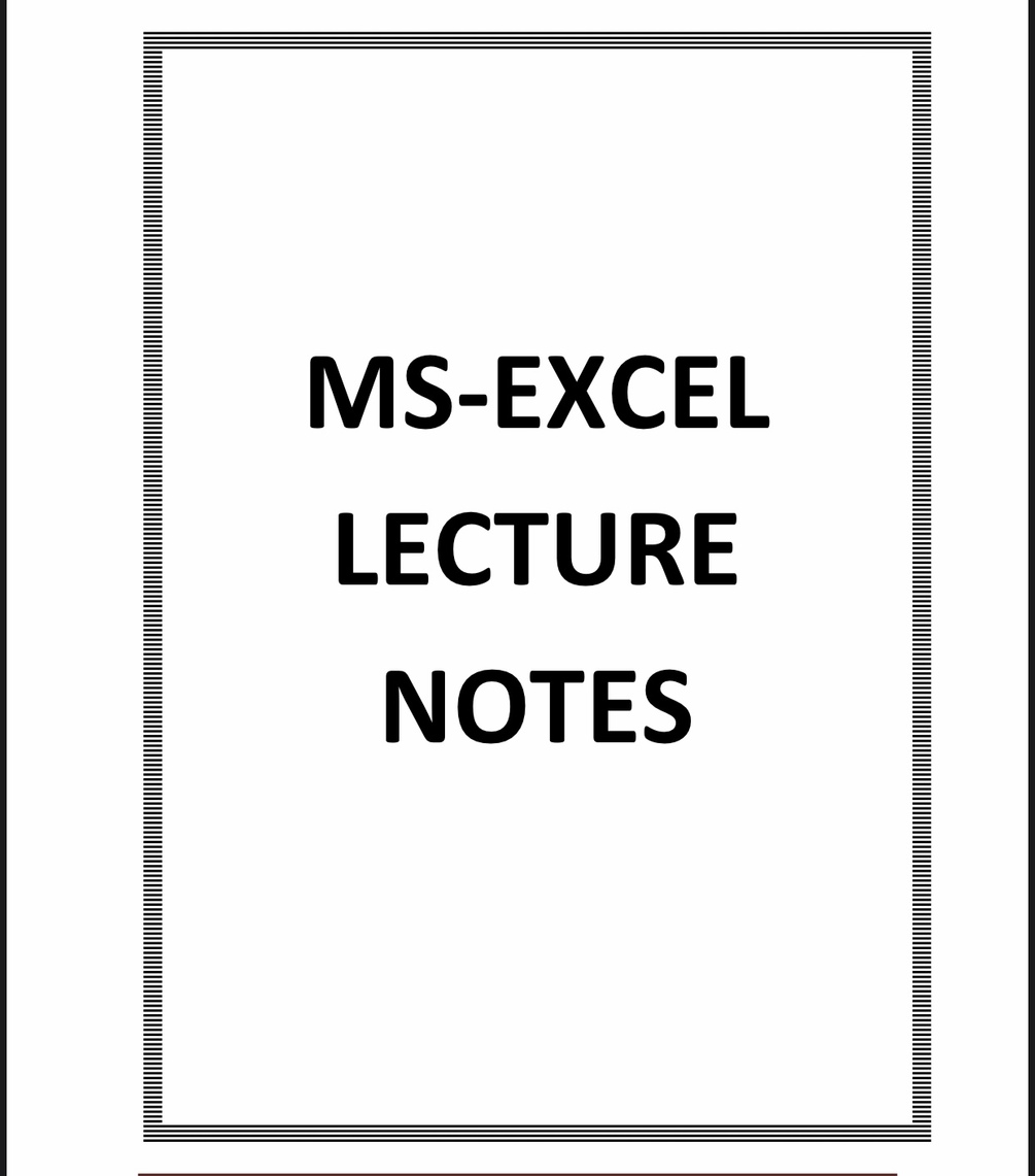 Ms excel notes