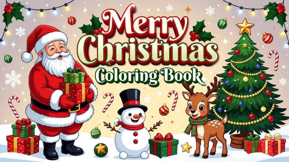 Merry Christmas Coloring Book | 30 Cute Holiday Pages for Kids & Adults