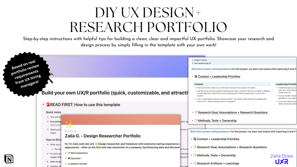 UX Design + Research Portfolio Template