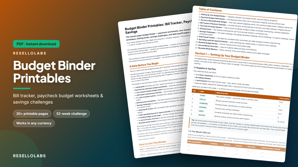 Budget Binder Printables: Bill Tracker, Paycheck & Savings cover