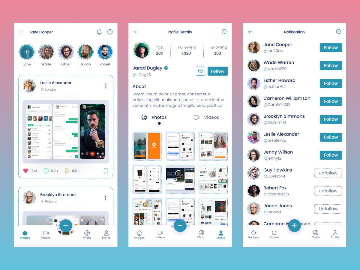 Social Media Mobile App design