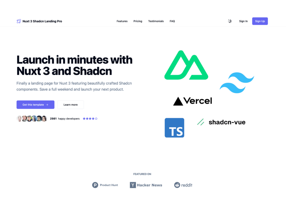 Nuxt 3 Shadcn Landing Pro Template