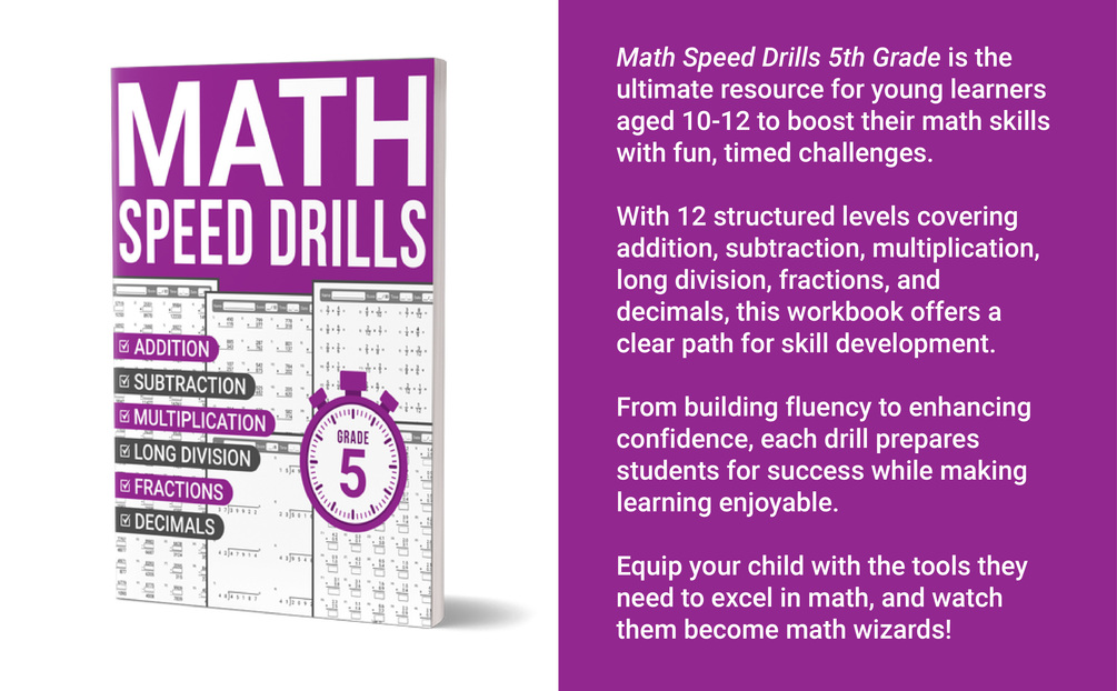 Math Speed Drills 5th Grade - Addition, Subtraction, Multiplication 