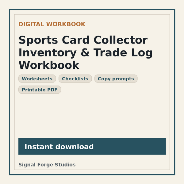 Sports Card Collector Inventory & Trade Log Workbook preview