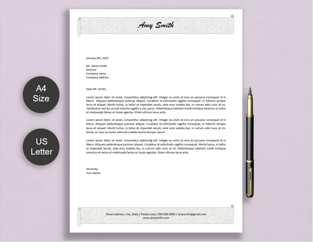 Letterhead Template Design, Personalized Letterhead, Briefpapier