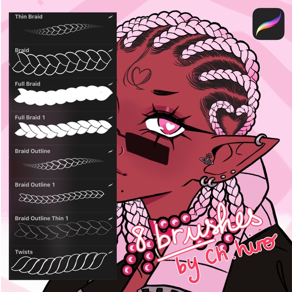 Procreate braids brush pack (by ch.hiro) by ch.hiro