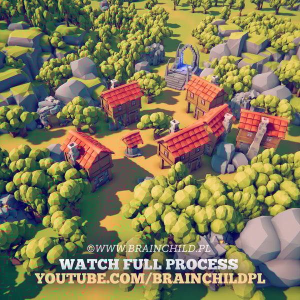 www.brainchild.pl | Simple Lowpoly RTS assets - Unity Project File & Full Process Video (Youtube link) #WIP