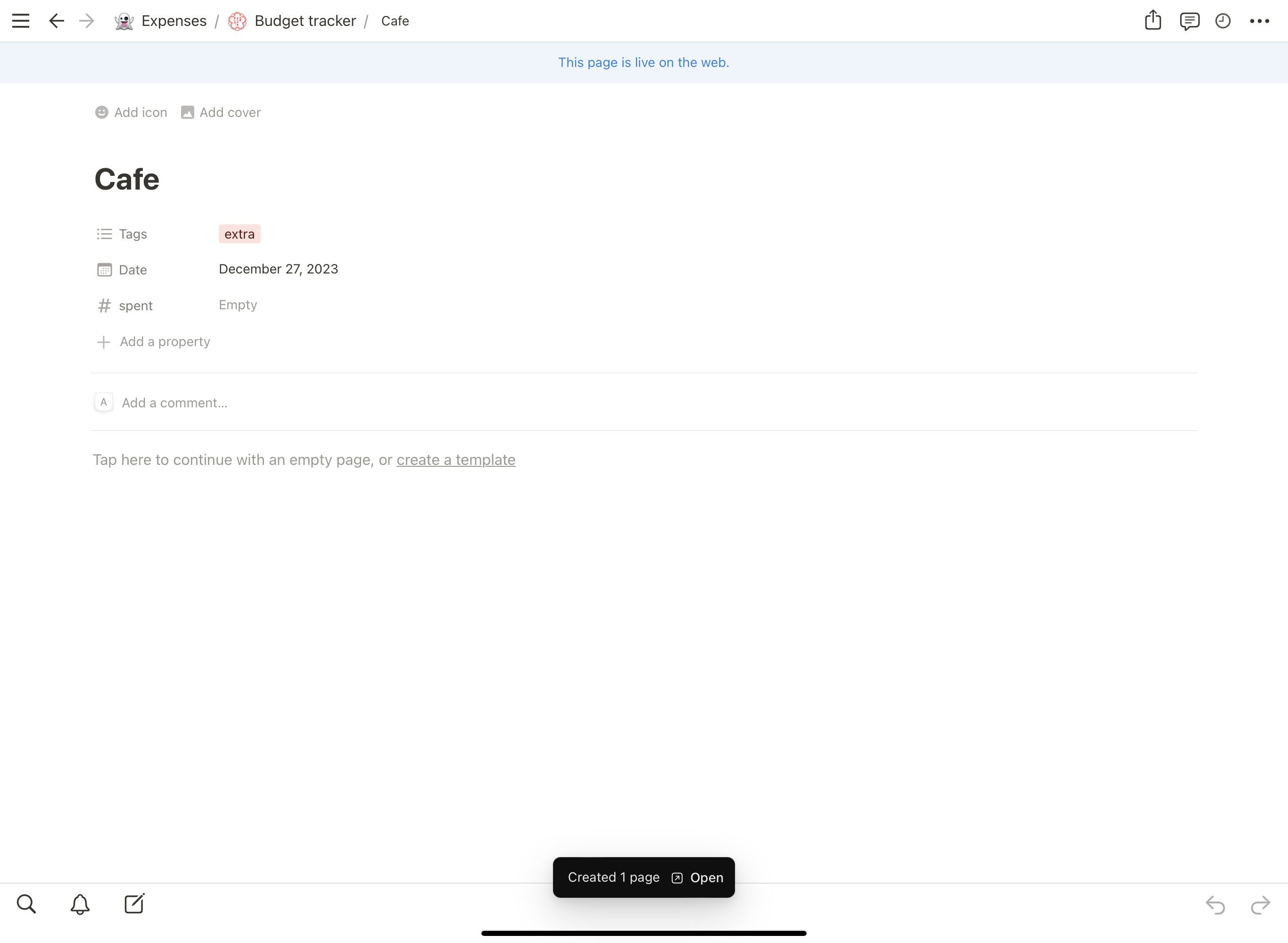 Notion expenses tracker start small