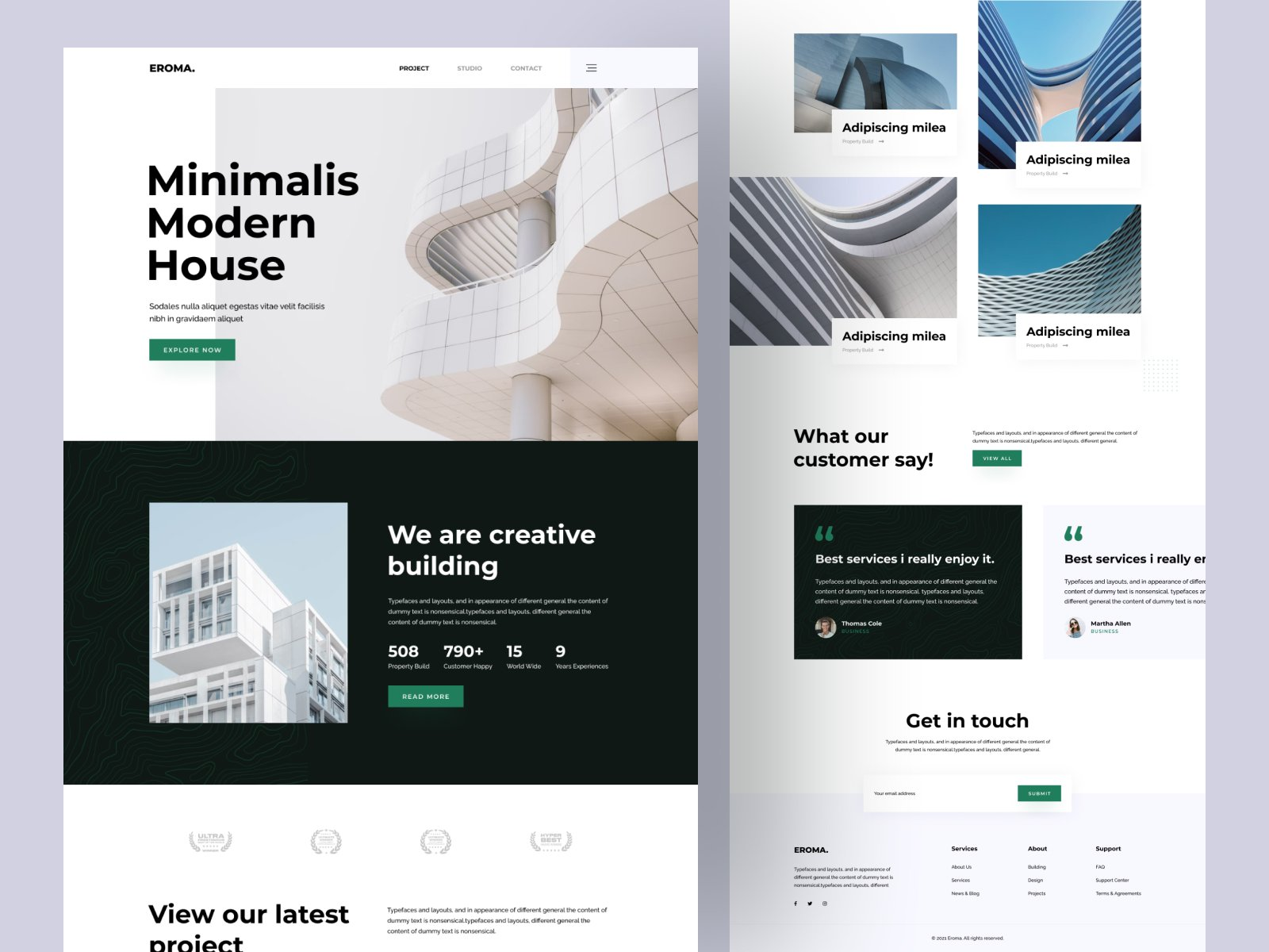 Eroma real estate landing page 