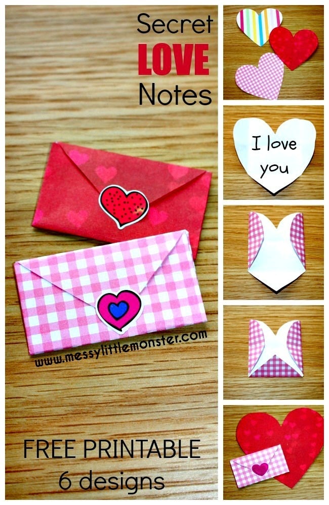 Tiny Folded Heart Envelopes - Secret Love Notes - Messy Little Monster