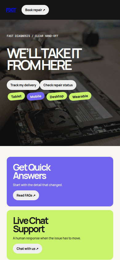Desktop preview for Fixform Lab — Device Repair Website Template