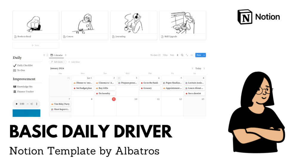 Basic Daily Driver Notion Template by Albatros