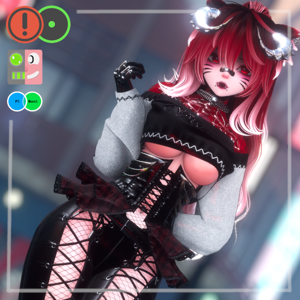 Gaiko The Chrome Demon | Female/Femboy | PC + Quest + Opti | VRCFT & VRCFury