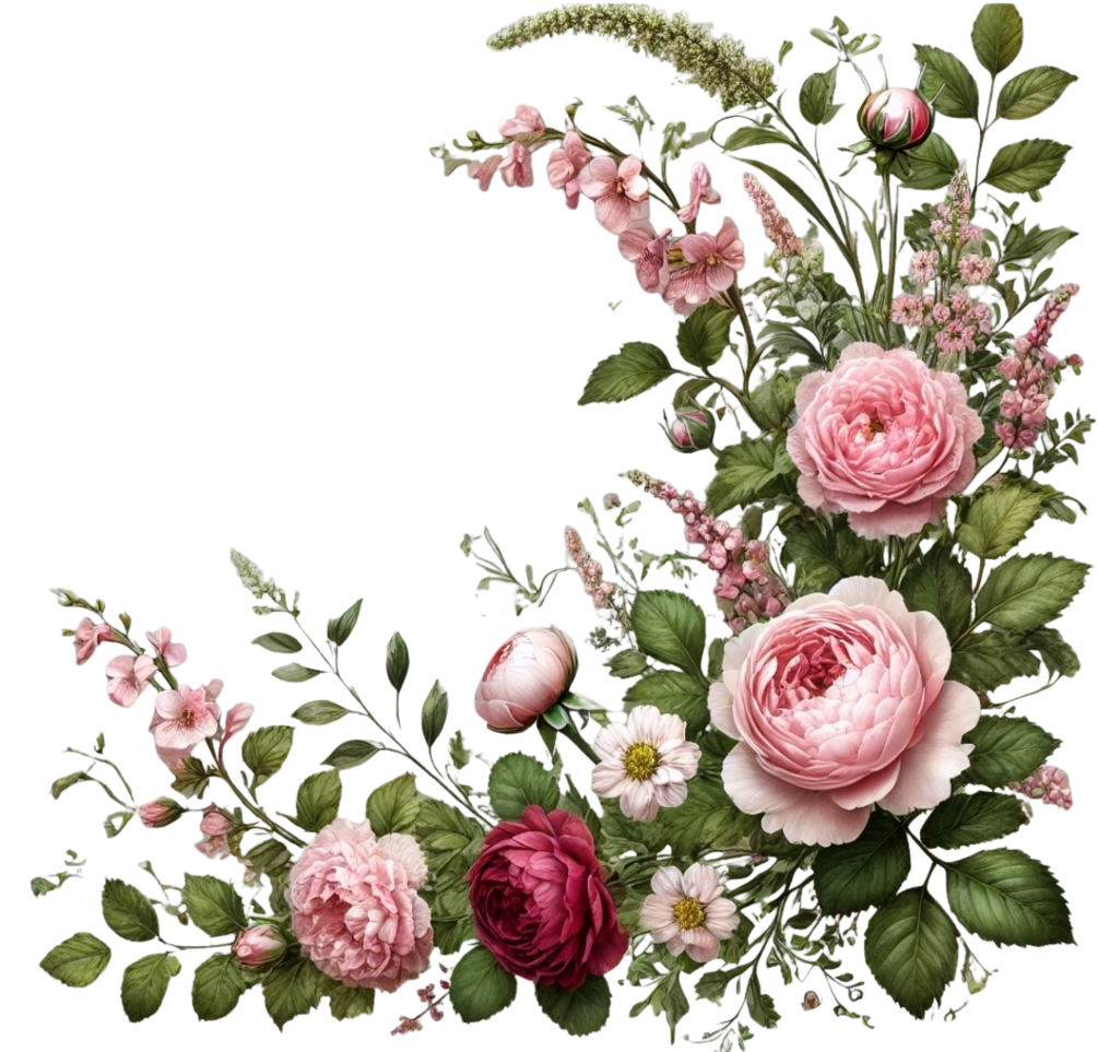 Pink peony flourish