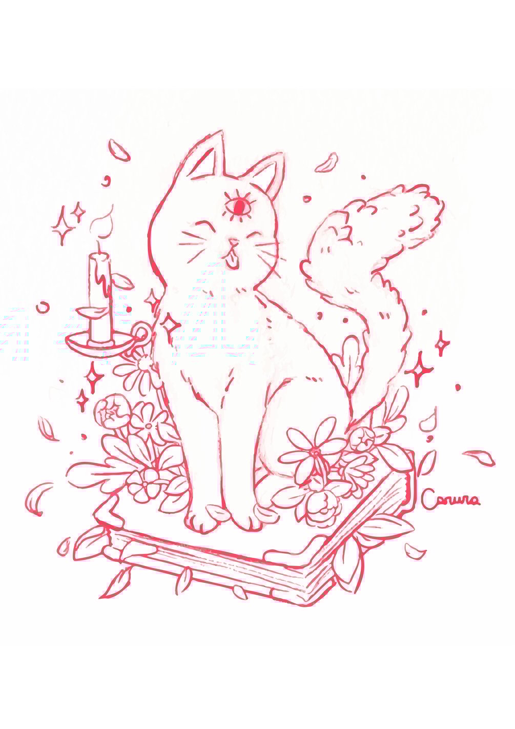 Magic cat coloring page