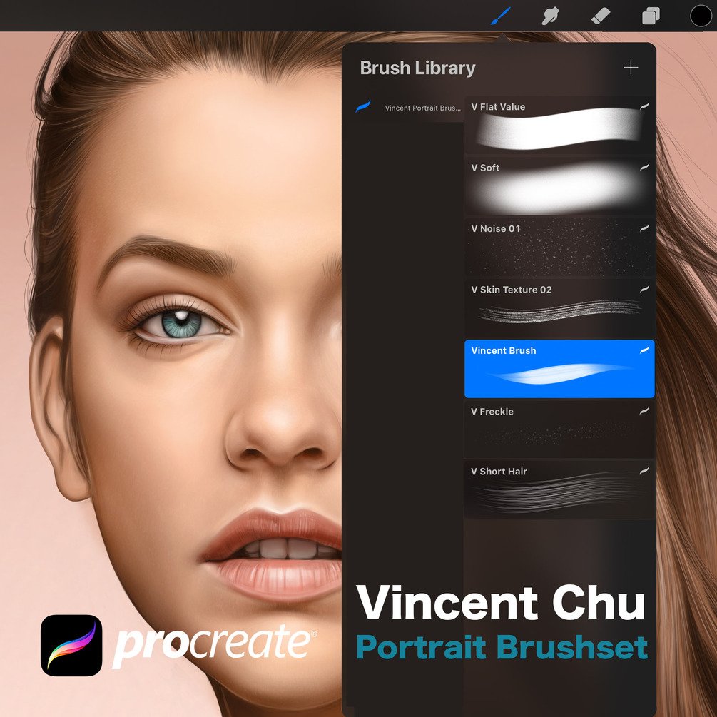 Vincent Chu Procreate Portrait Brushset by vincentchu