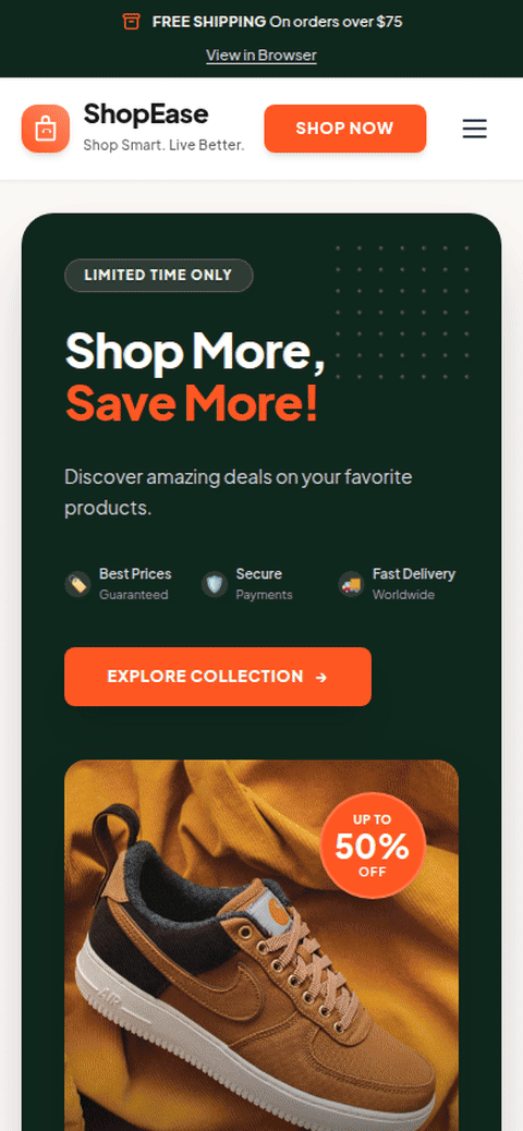 Desktop screenshot for Shopease — E-commerce Storefront Website Template