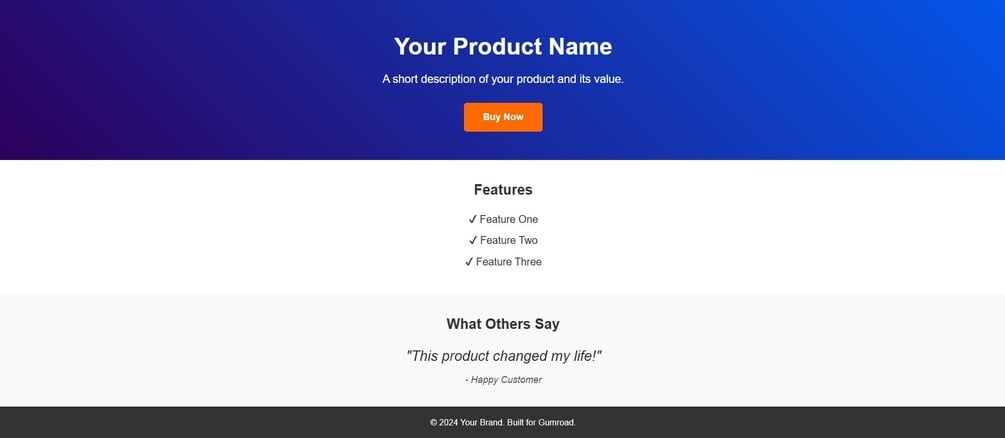 Simple HTML/CSS Template for Gumroadproduct #1