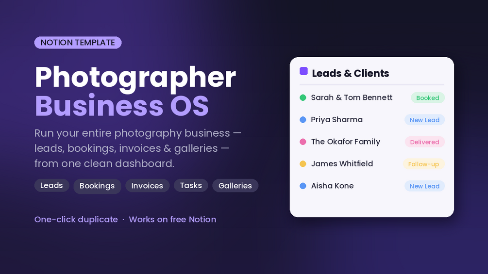 Photographer Business OS preview