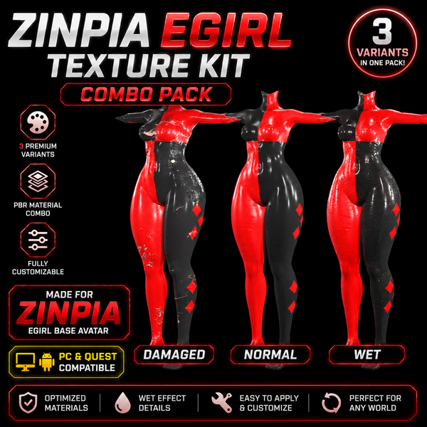 VRChat Zinpia Egirl Base Bodysuit Outfit 5 Combo Pack preview 2