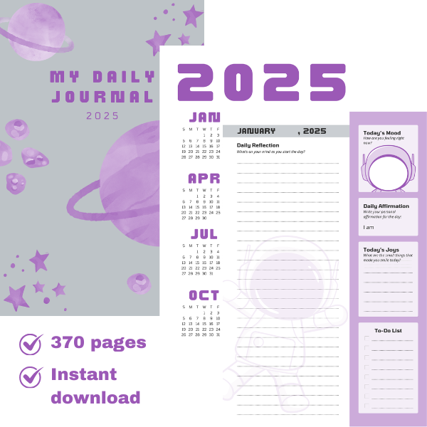2025 My Daily Journal Space Edition