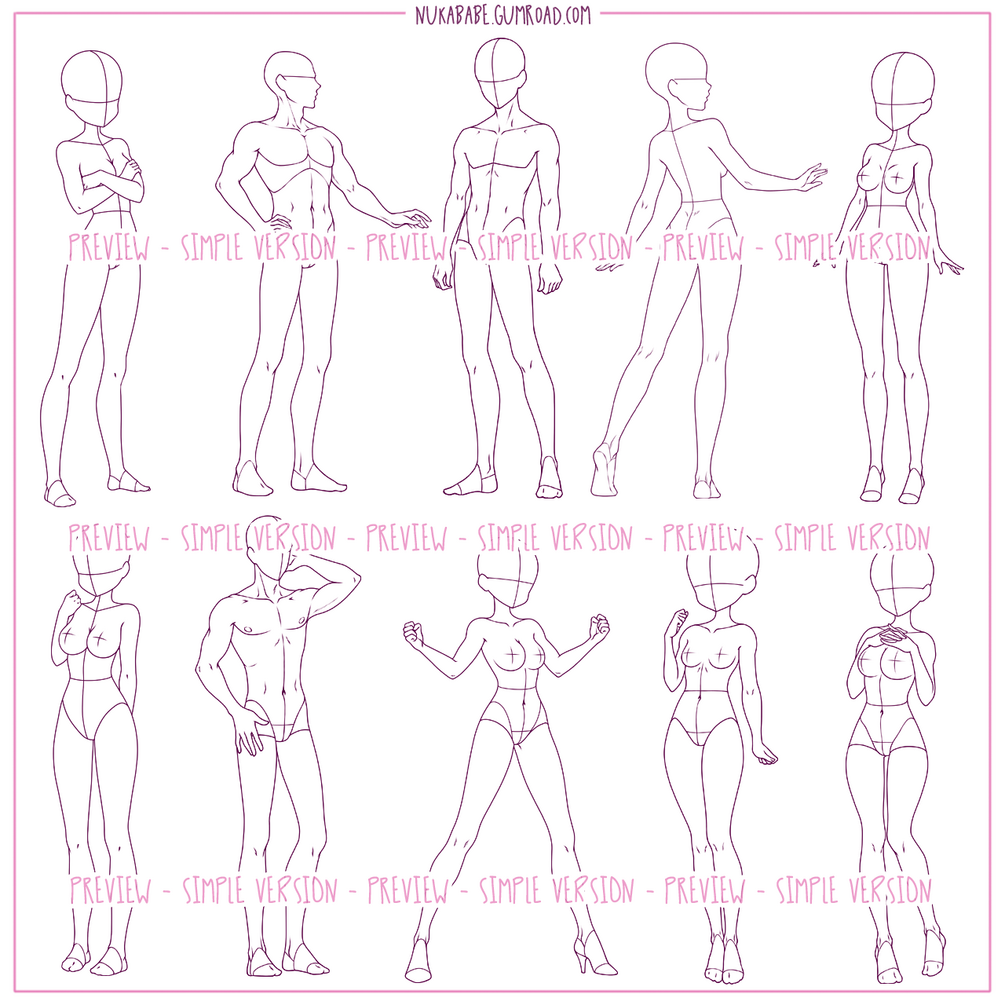 Cute Anime Poses - Free Drawing References