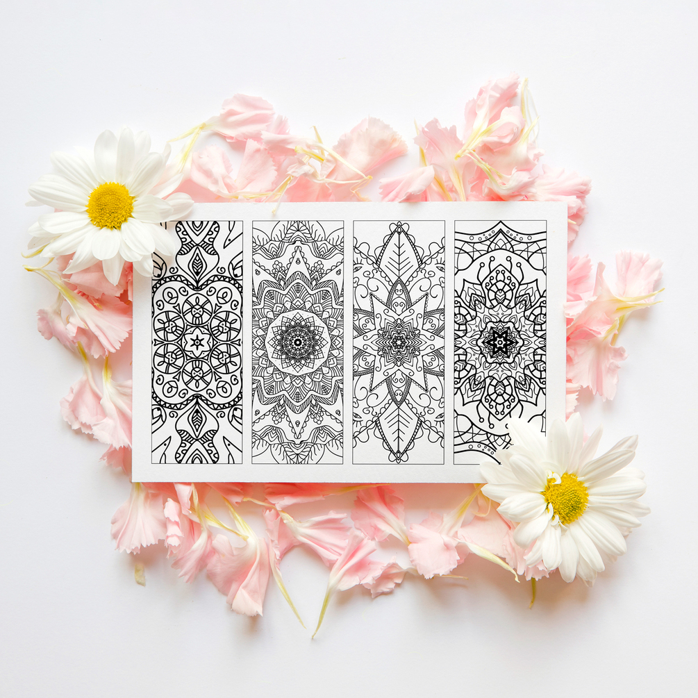 Printable Mandala Bookmarks to color Set 3