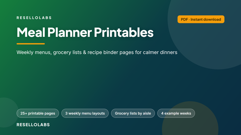 Look inside Meal Planner Printables: Menu, Grocery List & Recipe Binder — real pages
