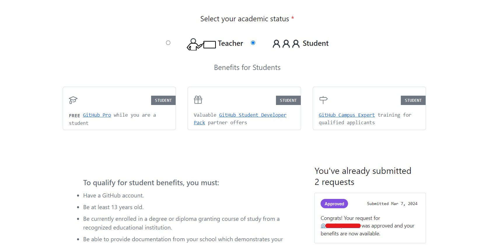 Github Edu Student Developer Pack