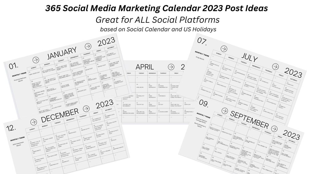 365 Social Media Marketing Calendar 2023 Post Ideas Great for ALL