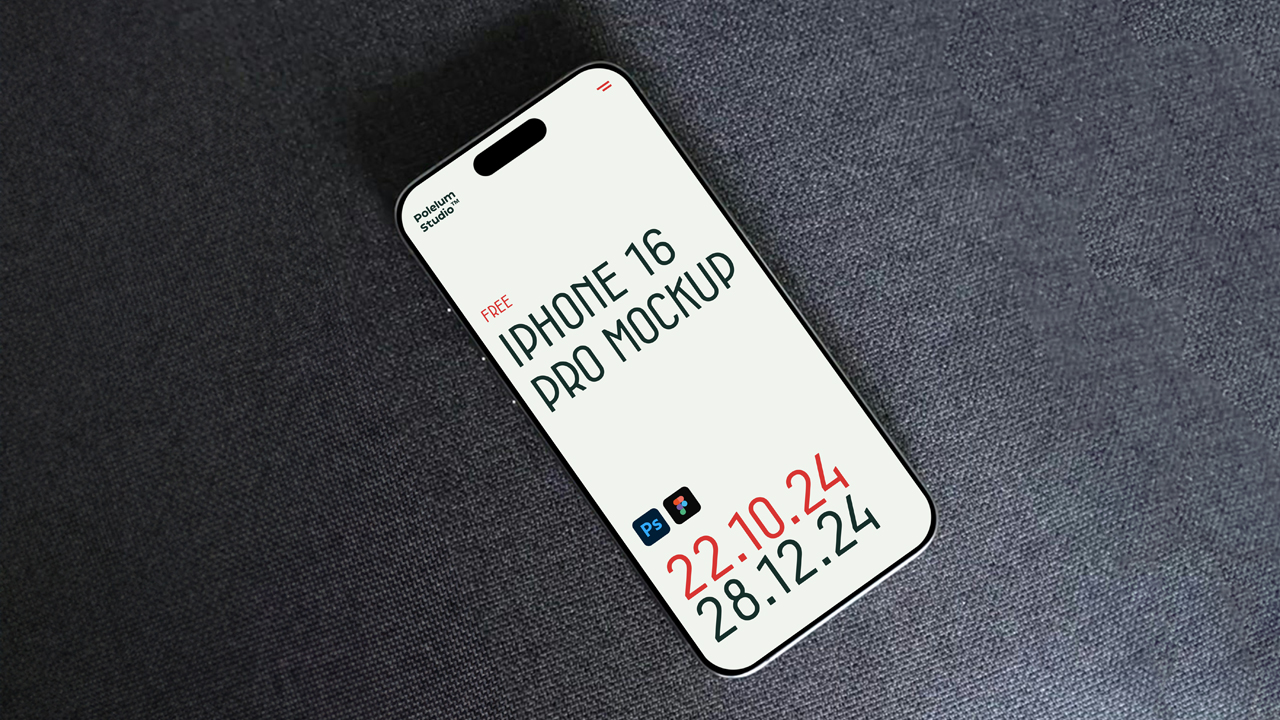 High resolution iPhone 16 Pro UI mockup scene, free download