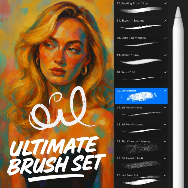 🍪 20+ Free Best Procreate Brushes [OIL BRUSHES ] + Free 5 Premium Textures! | Download Now 🪔 by Lovell