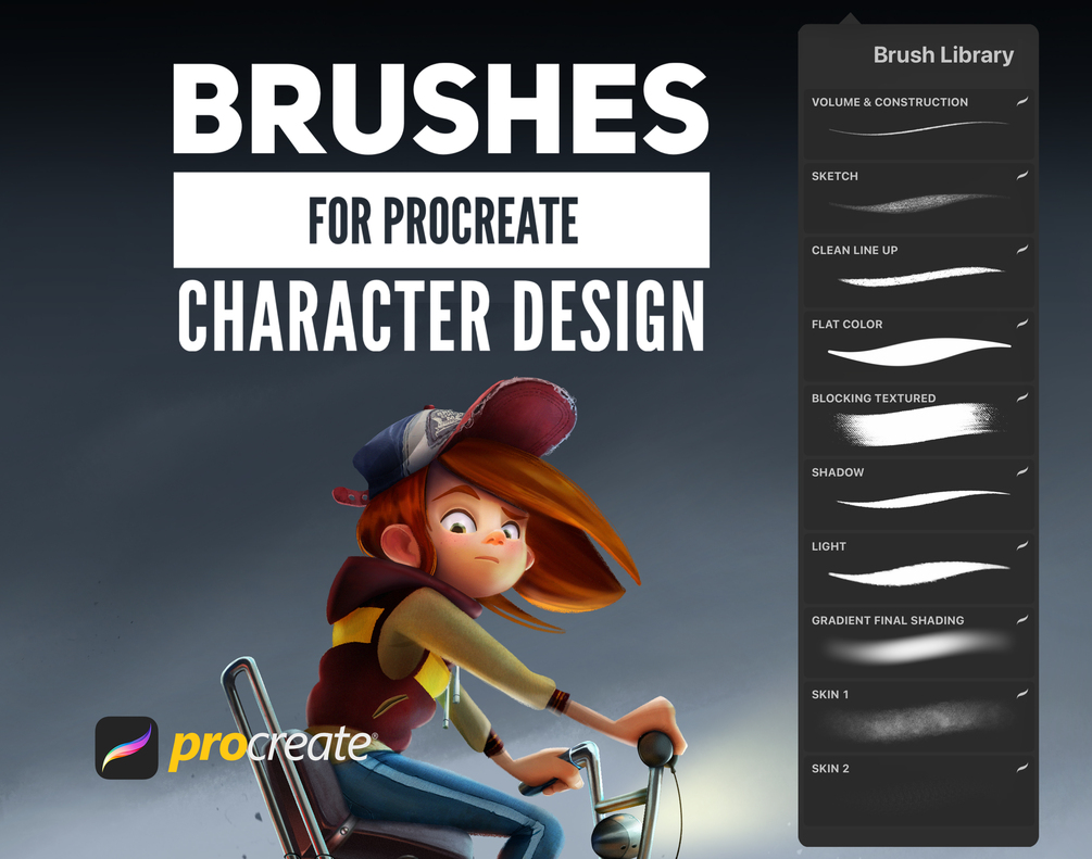 PROCREATE CHARACTER DESIGN BRUSHES PACK for Animation | Concept Art | Video Games by Owen Labbé