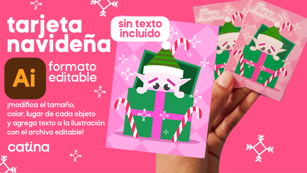 TARJETA NAVIDEÑA DE ELFO | Editable | catina