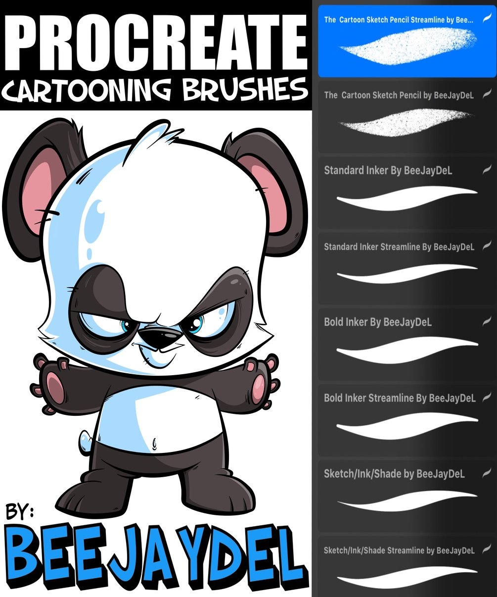 Cartooning Brush Set for Procreate by BeeJayDeL by BeeJayDeL