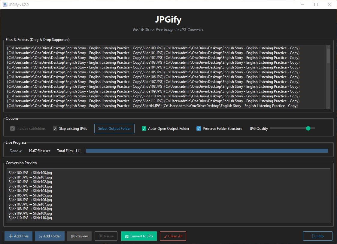 Live Conversion Preview & Progress Tracking