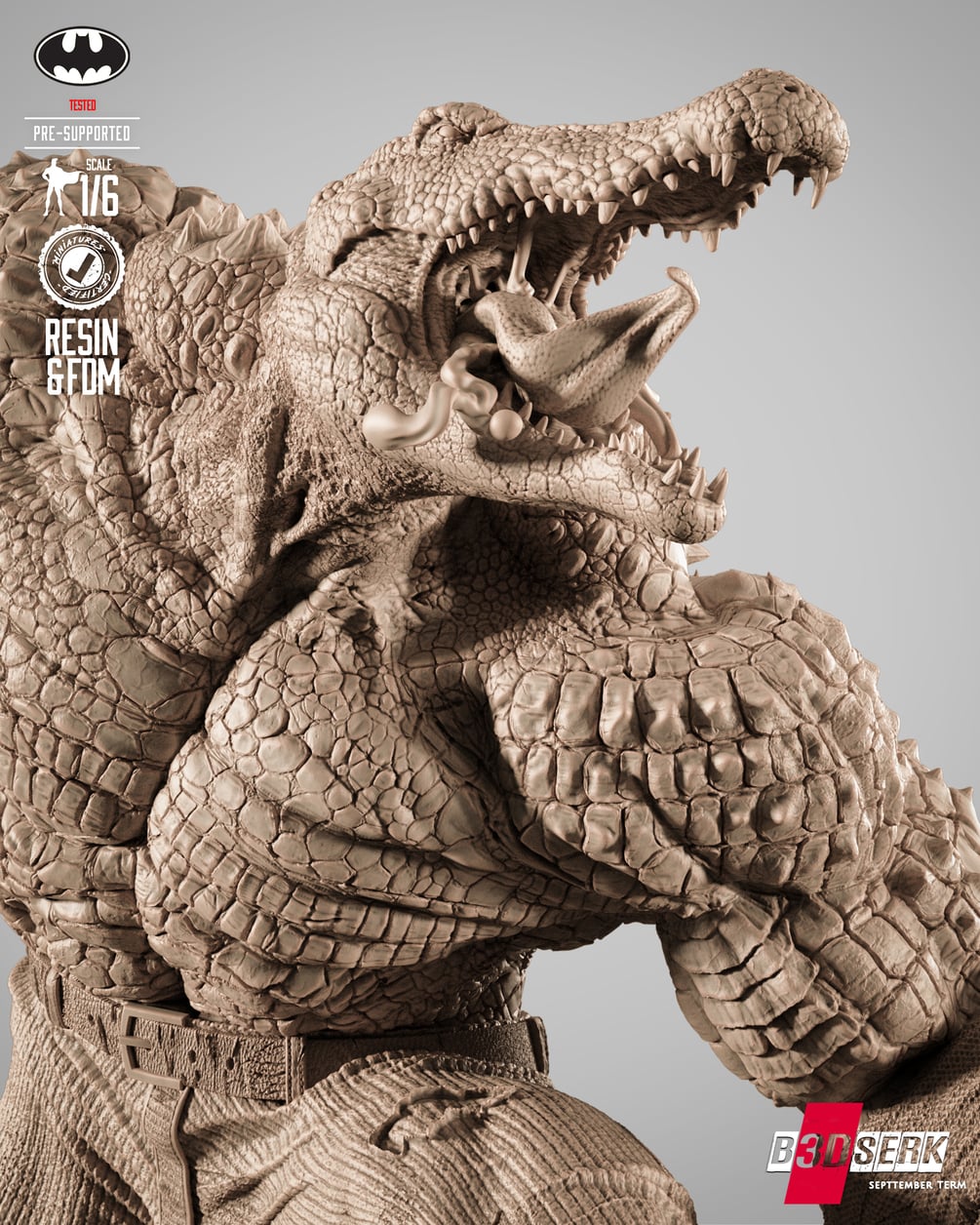 B3DSERK September Term 2025 Killer Croc Sculpture ready for printing