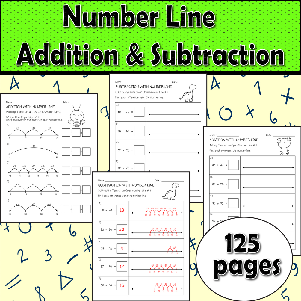 Number line addition subtraction digit subtraction open number line