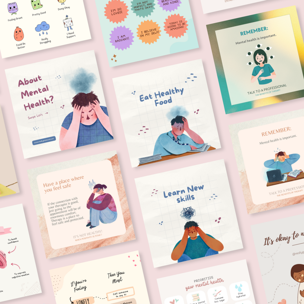 +100 Mental Health Canva Templates Bundle