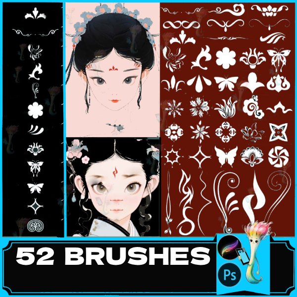 procreate brush ps brush ancient style Dunhuang forehead flower decoration eyebrow flower tattoo tattoo flower by best procreate brushes