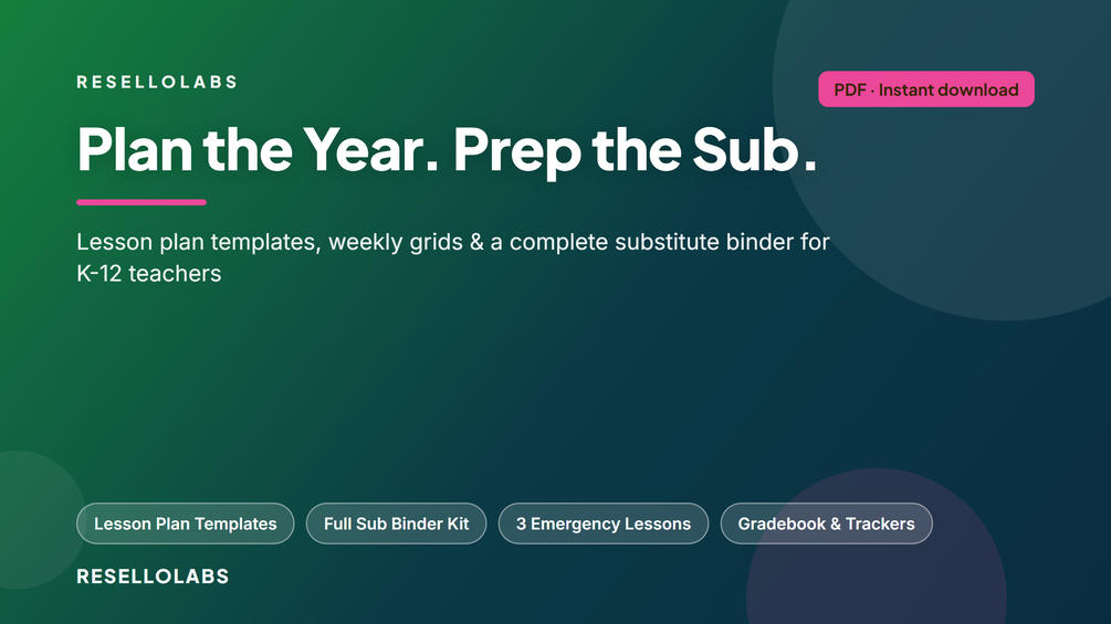 Teacher Planner Printables: Lesson Plans & Substitute Binder cover