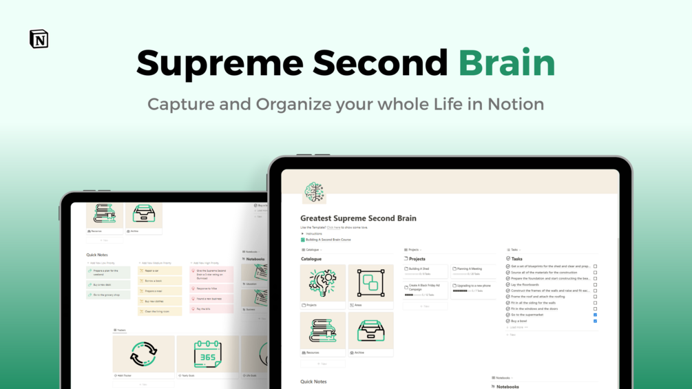 Supreme Second Brain: Notion Template to Streamline Your Life