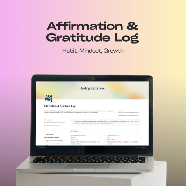 [Notion Template 2026] Affirmation & Gratitude Log: Habit, Mindset, Growth