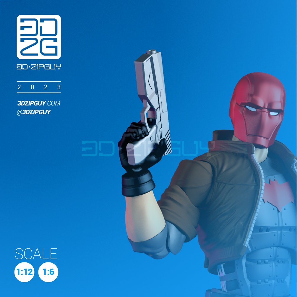 BATMAN RED HOOD ACTION FIGURE GUN 3D MODEL STL FOR ZIPGUY