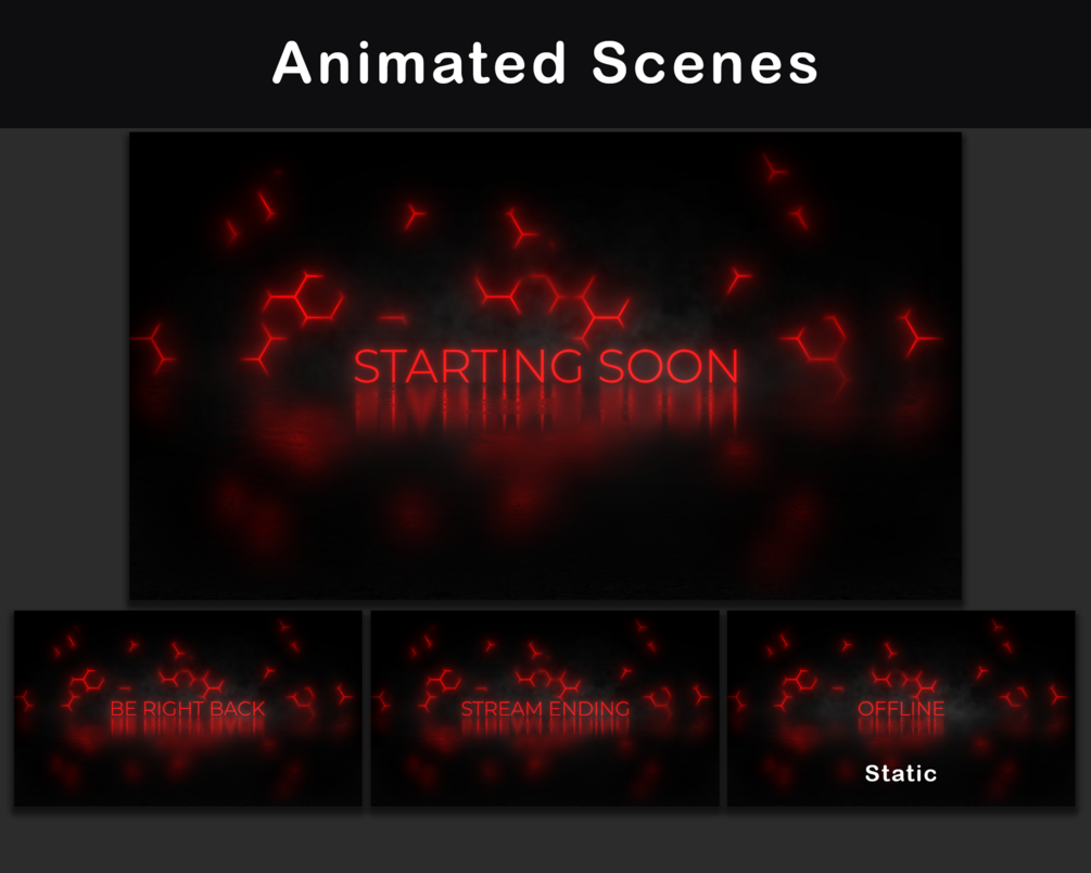 Black & Red Twitch Overlay Package | Minimal Animated Stream Package ...