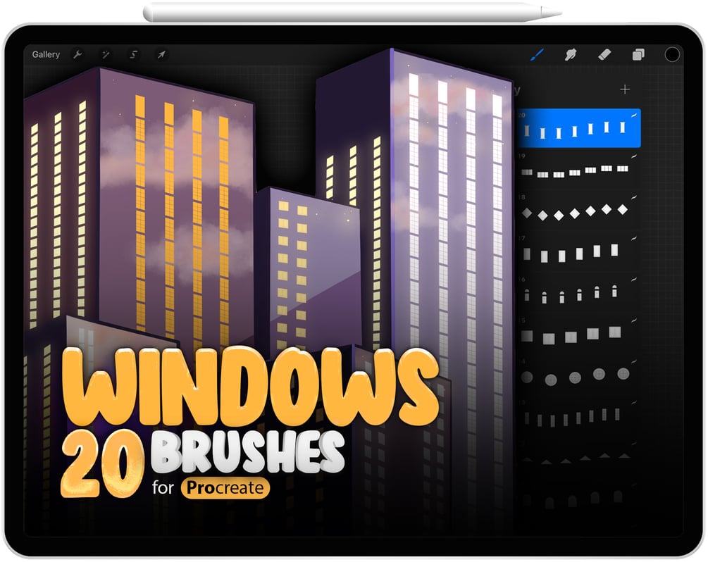 20 Procreate Windows Brushes Collection by ProCreativeBreeze