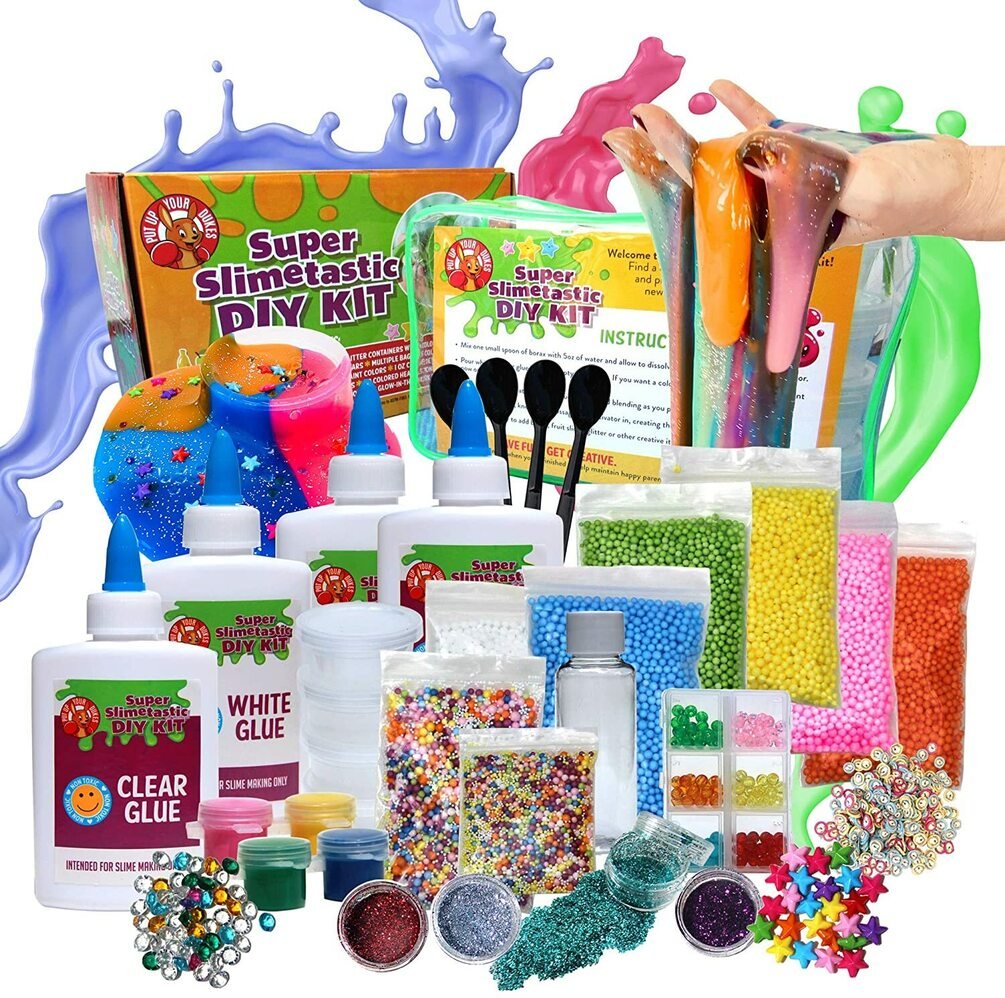 DIY Slime Kit for Girls Boys - Ultimate Glow in The Dark Glitter Slime  Making Kit - Slime Kits Supplies Include Big Foam Beads Balls, 18 Mystery  Box Containers Filled with Fluffy